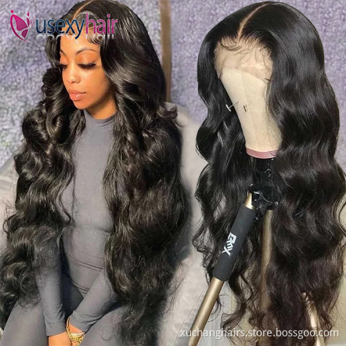 Peruvian hair wigs human hair body wave transparent HD frontal lace wig 13*6 lace front wigs human hair pre plucked